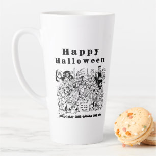 Tasse Latte Joyeux Halloween Drôle de Sorcière Effrayante et F