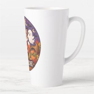 Tasse Latte Joyeux Halloween Renard Sorcière Fantôme Automne B