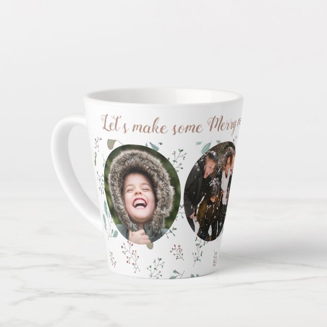 Tasse Latte Joyeux Moments Vacances Trois Photo (Angle gauche)