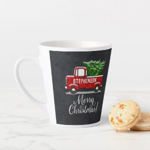 Tasse Latte Joyeux Noël à la poubelle rouge personnalisée
