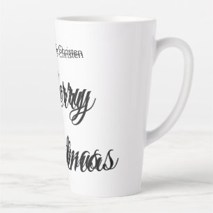 Tasse Latte Joyeux Noël ajoutez nom texte cadeau personnalisé