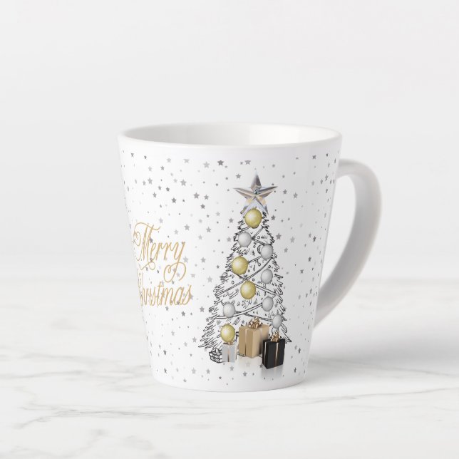 Tasse Latte Joyeux Noël argent et or (Angle droit)