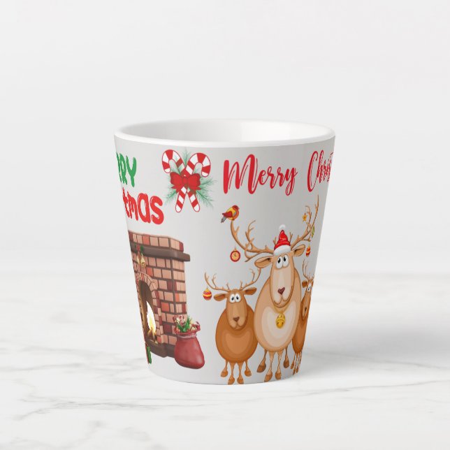 Tasse Latte Joyeux Noël cadeau de vacances (Devant)