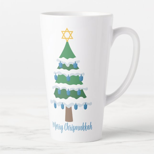 Tasse Latte Joyeux Noël Chrismukkah Cute Hanoukka (Droite)