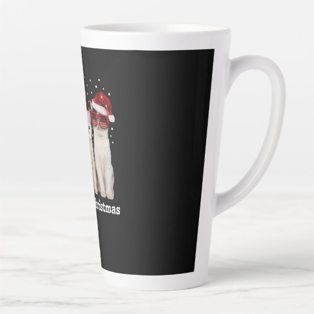 Tasse Latte Joyeux Noël | Cute Chat avec Père Noël (Droite)