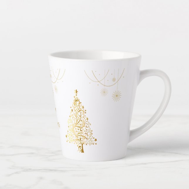 Tasse Latte Joyeux Noël en or (Droite)