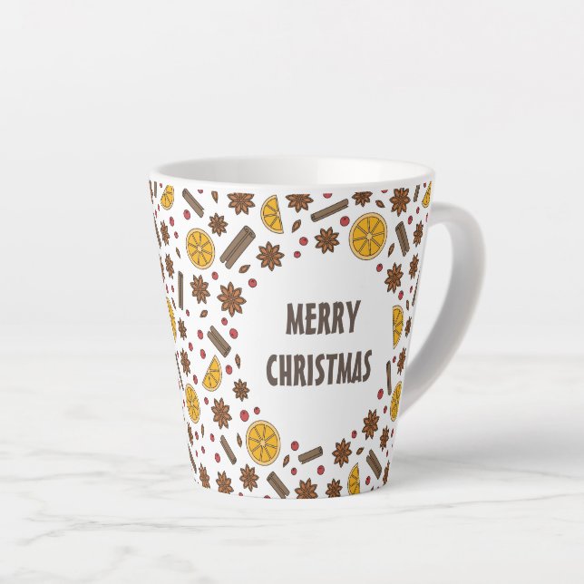 Tasse Latte Joyeux Noël épices hiver nourriture (Angle droit)