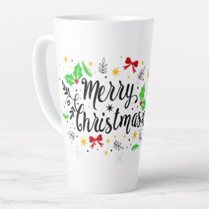 Tasse Latte Joyeux Noël Festif  