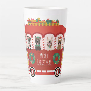 Tasse Latte Joyeux Noël Français Bulldogs Vacances Trolly