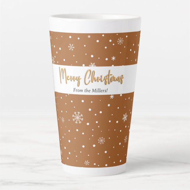 Tasse Latte Joyeux Noël Gingerbread Couleur Snowflake (Devant)
