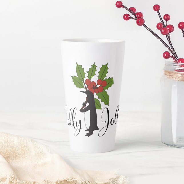 Tasse Latte Joyeux Noël Mignon Drôle Manchot (Créateur téléchargé)