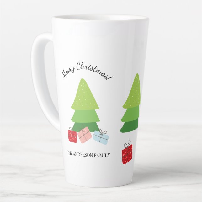 Tasse Latte Joyeux Noël mignon illustration colorée (Angle gauche)