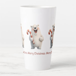 Tasse Latte Joyeux Noël mignon Ours Polaire Design