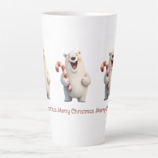 Tasse Latte Joyeux Noël mignon Ours Polaire Design