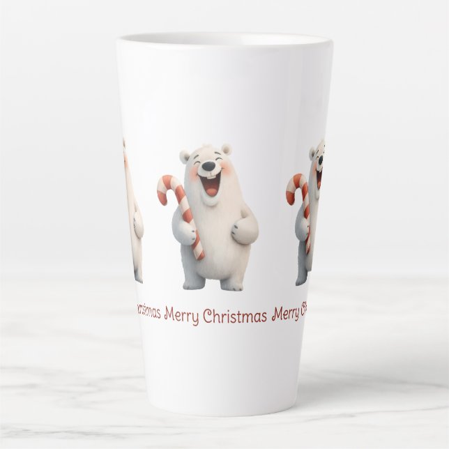 Tasse Latte Joyeux Noël mignon Ours Polaire Design (Devant)