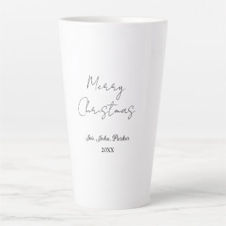 TASSE LATTE JOYEUX NOËL NOM ANNÉE 20XX SIMPLE MINIMALISTE 