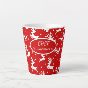 Tasse Latte Joyeux Noël Renne Rouge Vacances   