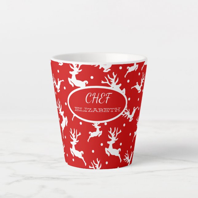 Tasse Latte Joyeux Noël Renne Rouge Vacances    (Devant)