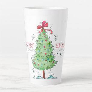 Tasse Latte Joyeux Noël Sapin de Noël