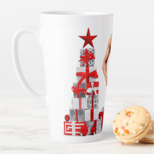 Tasse Latte Joyeux Noël SlipperyJoe rouge blanc argent cadeau