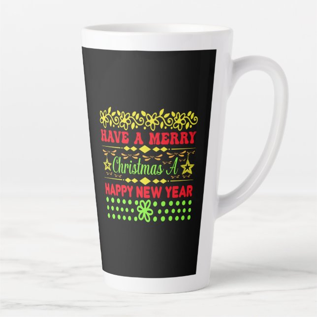 Tasse Latte Joyeux Noël Une Bonne Année (Droite)