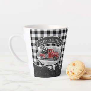 Tasse Latte Joyeux Noël Vintage Camion Black Buffalo Plaid