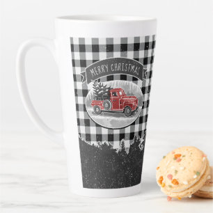Tasse Latte Joyeux Noël Vintage Camion Black Buffalo Plaid