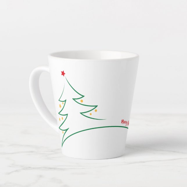 Tasse Latte Joyeux Noël Whimsical arbre moderne (Angle gauche)