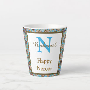 Tasse Latte Joyeux Norooz Perse Nouvel An Monogramme initial