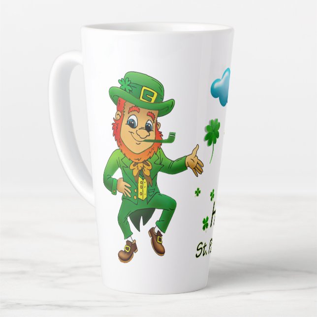 Tasse Latte Joyeux Saint Patrick's Day Leprechaun Arc-en-ciel  (Angle gauche)