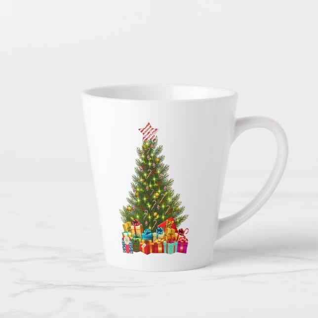 Tasse Latte Joyeux sapin de Noël avec Star Presents (Droite)