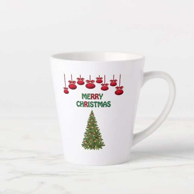 Tasse Latte Joyeux sapin de Noël présente Festive Festive (Droite)