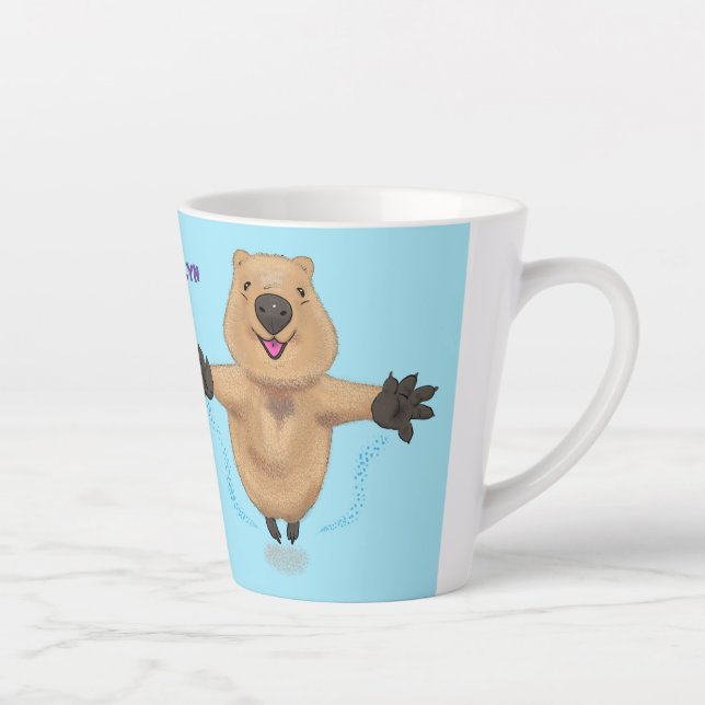 Tasse Latte Joyeux sauter quokka dessin animé (Droite)