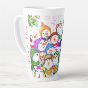 Tasse Latte Joyeux Snowmans Joyeux dessin de fête de Noël