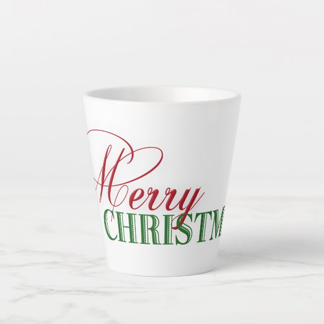 Tasse Latte Joyeux texte de Noël (Devant)