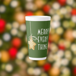 Tasse Latte Joyeux Tout Étoile Ornement Noël Vert