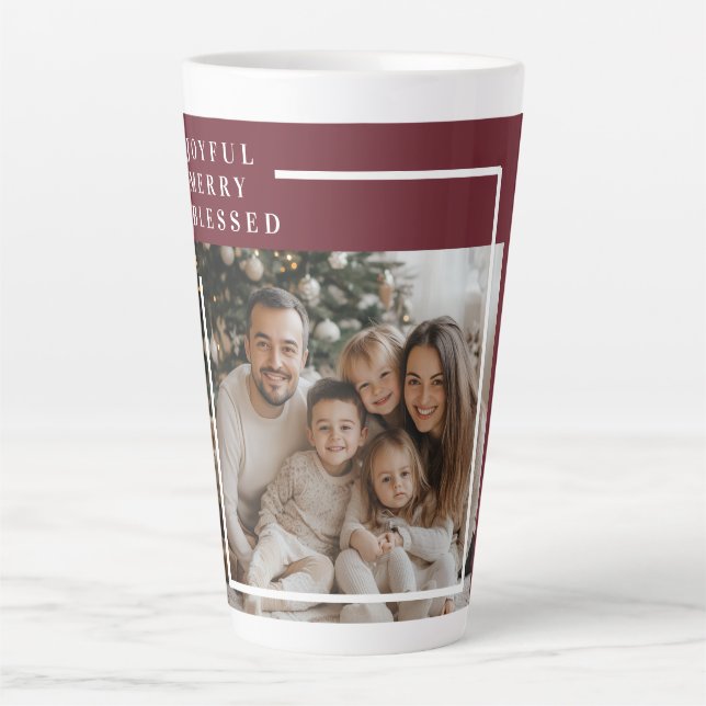Tasse Latte Joyful Merry Blessed Christmas Photo  (Devant)
