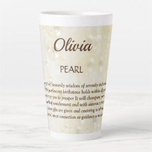 Tasse Latte Juin Birthstone Pearl design