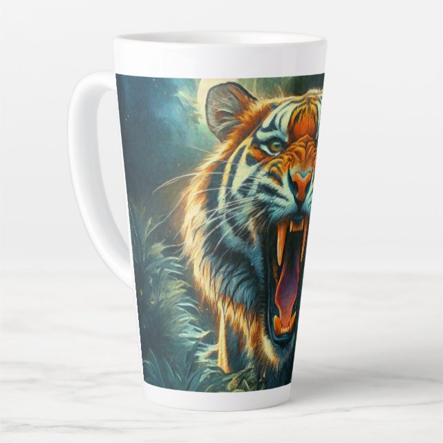 Tasse Latte Jungle au clair de lune de tigres (Angle gauche)
