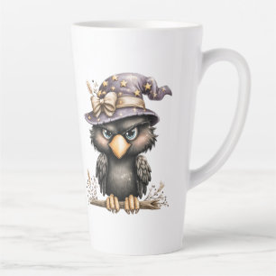 Tasse Latte Juste traîner, Corbeau mystérieux et malicieux.