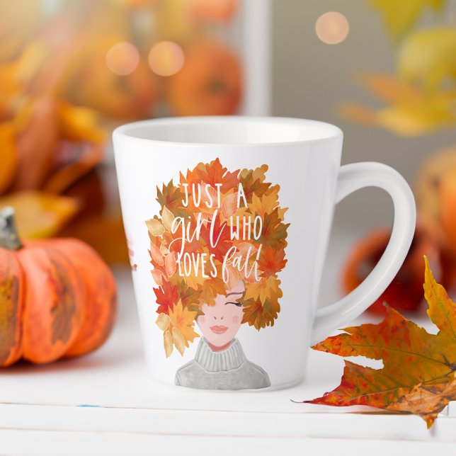 Tasse Latte Juste Une Fille Qui Aime Automne Aquarelle Belle A (Just A Girl Who Loves Fall Watercolor Fall Beauty Latte Mug)