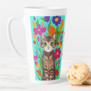 Tasse Latte Juste une fille qui aime les chats   Art populaire