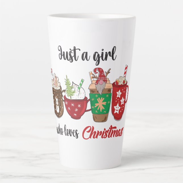 Tasse Latte Juste une fille qui aime Noël (Devant)
