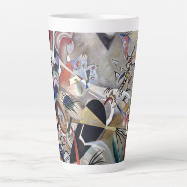 Tasse Latte Kandinsky En Gris Oeuvre Abstraite (Devant)