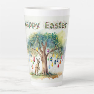 Tasse Latte Kangourou sous un eucalyptus avec des œufs de Pâqu