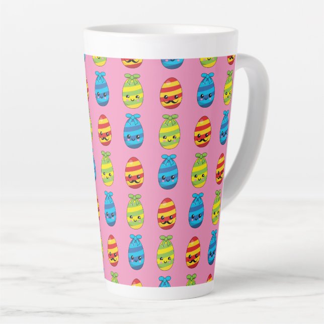 Tasse Latte Kawaii Easter Eggs with Ribbons (Angle droit)