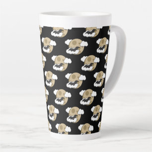 Tasse Latte Kawaii Happy Bat Flying on Full Moon Pattern