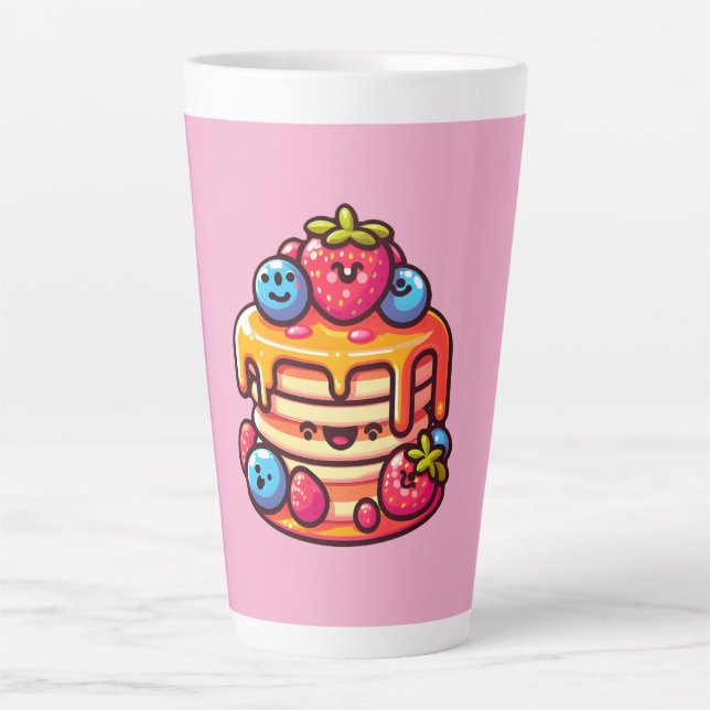 Tasse Latte Kawaii Pancake Petit-déjeuner Cuisine Conception d (Devant)
