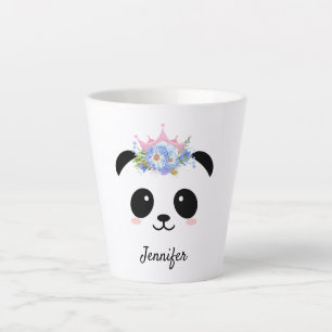 Tasse Latte Kawaii panda jolie reine florale personnalisée lat