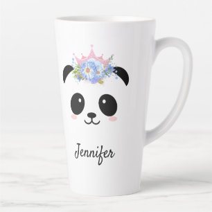 Tasse Latte Kawaii panda jolie reine florale personnalisée lat